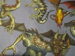 Alexander Henry Cotton Fabric Tale of the Dragon Large Directional Print 1.75 Yd