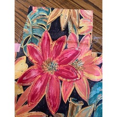 Tropical Floral Nylon Fabric Pink Yellow Monstera Leaf 5 1/2 Yards 61″ Wide