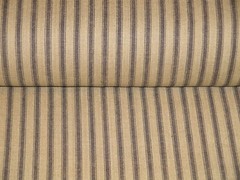 Homespun Stripe Cotton Fabric | Primitive Black Brown Woven Ticking Fabric