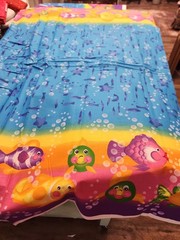Vintage Cartoon Fish Seahorse Ombre Pastel Ocean 100% Cotton Children Fabric BTY