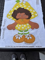 Vintage 1981 Fabric Panel Orange Blossom Strawberry Shortcake Cut N Sew