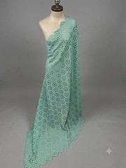 2 Yard Green Cutout Embroidered Lace Fabric 50” Width