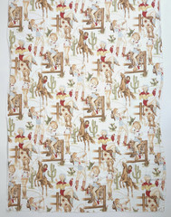 Alexander Henry Back In The Saddle 2008 Pinup Cowgirls White Fabric 2.6YD WASHED