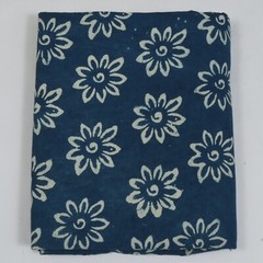 Indigo Blue Cotton Fabric By The Yard Hand Dyed Floral Dress Sewing Craft Fabric