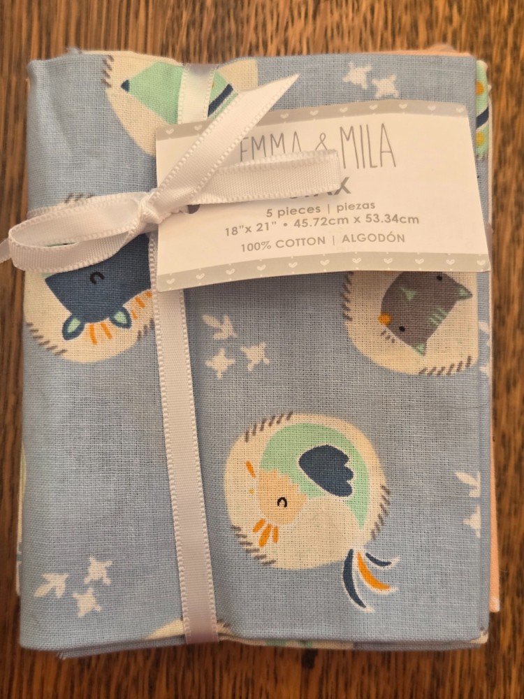 5 Emma & Mila Stax 100% Cotton Fabric Fat Quarters 18 x 21 Inch