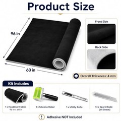Suede Headliner Fabric Car Headliner Material | Tela para 96″ x 60″ Black