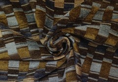 MILL CREEK MODE PRUSSIAN GEOMETRIC MODERN CHENILLE FURNITURE FABRIC BY THE YARD