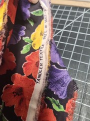 2 Yards UNCUT Vtg Cotton 60 Wide Tandler Textile Pansy Red Purple Yellow 80-90