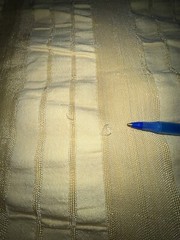 2.8ydX63″W yellow silky rayon-y synthetic wide shadow stripe seersucker fabric