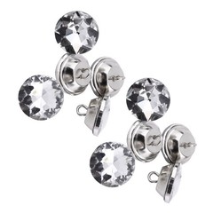 Diamante Silver Rhinestone Crystal Round Buttons Sewing Craft (20mm) CHU