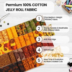 Craftido-18 Options-100% Cotton Jelly Roll Fabric Precut Strips for Quilting,…