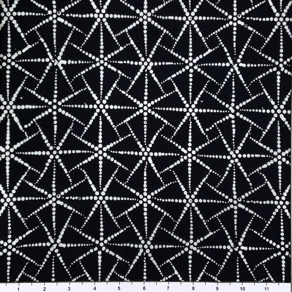 1 Yard Cut of Lunn Fabric Bubble Grid Batik 100% Cotton 2776 Black & White