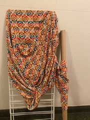 Silk Multicolor Geometric Pattern Brown Red Blue Beige Square Design