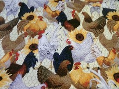 Chicken and Sunflower Fabric Farm Rooster Print Exotic Chicken Wire