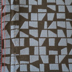 Vtg Designtex MCM Upholstery Fabric “Building Blocks” Blue, Black Geometric 2 yd