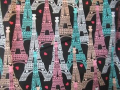 Paris Eiffel Tower Cotton Fabric AMP “EIFFEL FOR YOU” VTG RARE 1Y8″X42″