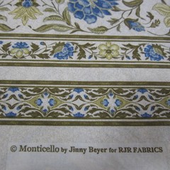 1 Yard Jinny Beyer 100% Cotton Border Print Stripe Fabric “Monticello” Washed