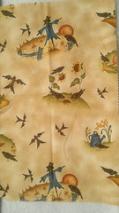 Fabric Red Rooster 2 Pc Fall Design w/Scarecrow Pumpkins & Blackbirds $3.25