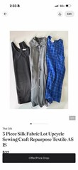 3 Piece Silk Fabric Lot Upcycle Sewing Craft Repurpose Textile AS IS