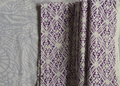 White & Purple Hand Block 5 Yard 100%Cotton Fabric NO TARRIF CHARGES 100%✅KK17
