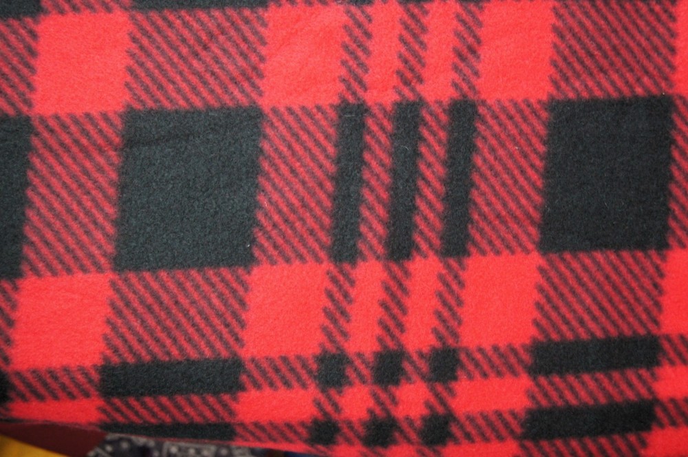 1+ Yard Red Black Plaid Fleece Fabric 40″ X 60″