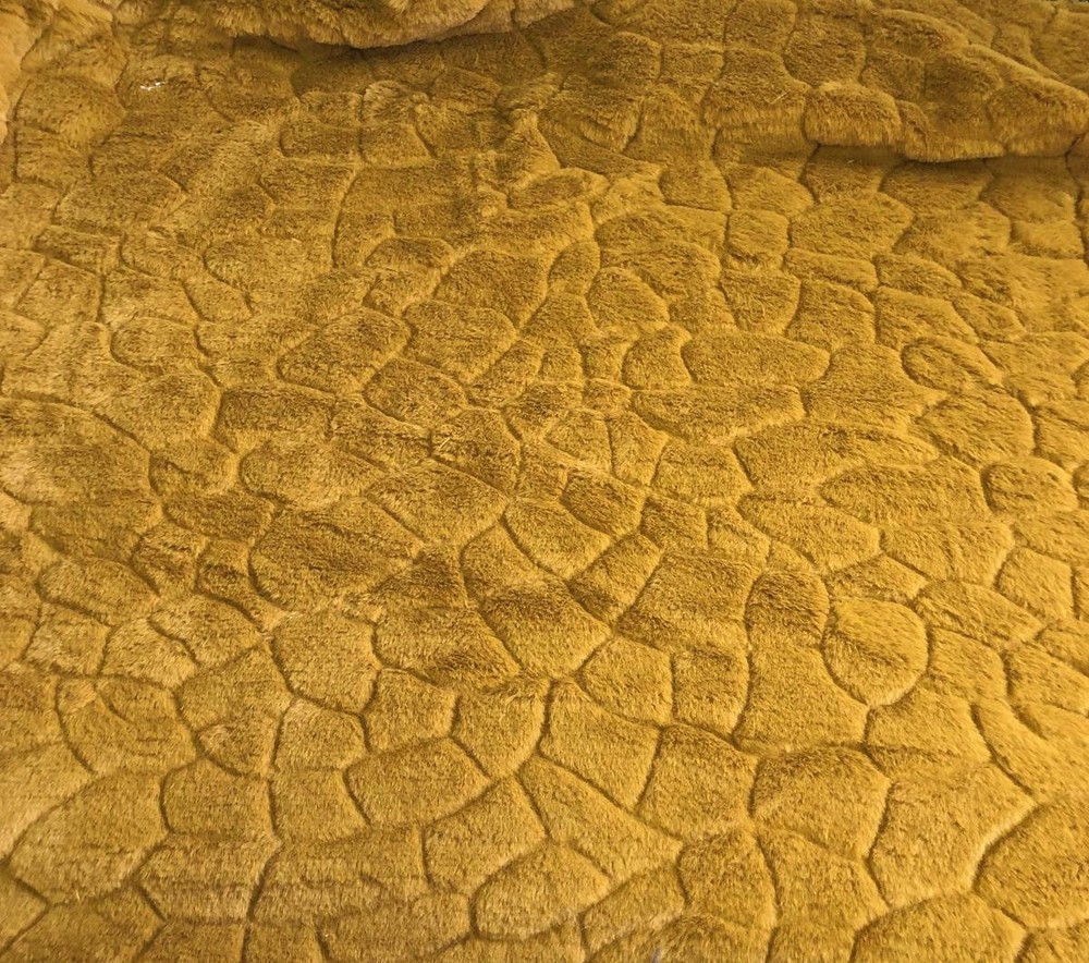 Fabric Material Faux Fur Micro STEPPING STONE – MUSTARD