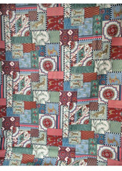 VTG Moroccan Patchwork Tiles w/Jungle Animals Gold Accents Cheater Quilt BTHY