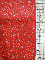 VTG Red Yellow Green Calico Floral FABRIC Tiny Flowers BTFQ 18×22″