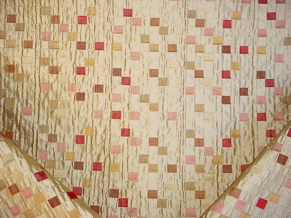 15Y Groundworks GWF-2574 Mosaic Silk Ruby Textured Drapery Upholstery Fabric