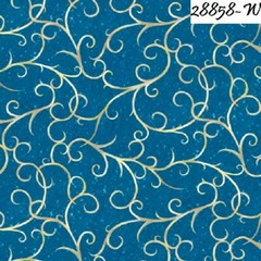 Winter Wishes cotton quilt fabric QT fabrics Holiday 28858-W Dark Teal Scroll