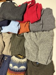 100% Wool Fabric Craft Material Up-Cycling Sweater Lot 17 Pounds 19 Pieces