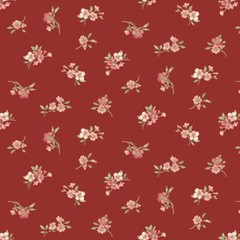 Sweet Blush Floral Rose Rose Buds Red by P and B Textiles Cotton Fabric BTY