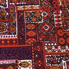 Vintage 5th Avenue Designs Fabric VAT Dye W/Dupont Zepel, Red Bohemian 48×284”