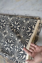 1 Yard Hand Block Black & Beige 100%Cotton Fabric NO TARRIF CHARGES 100%✅ZK_395