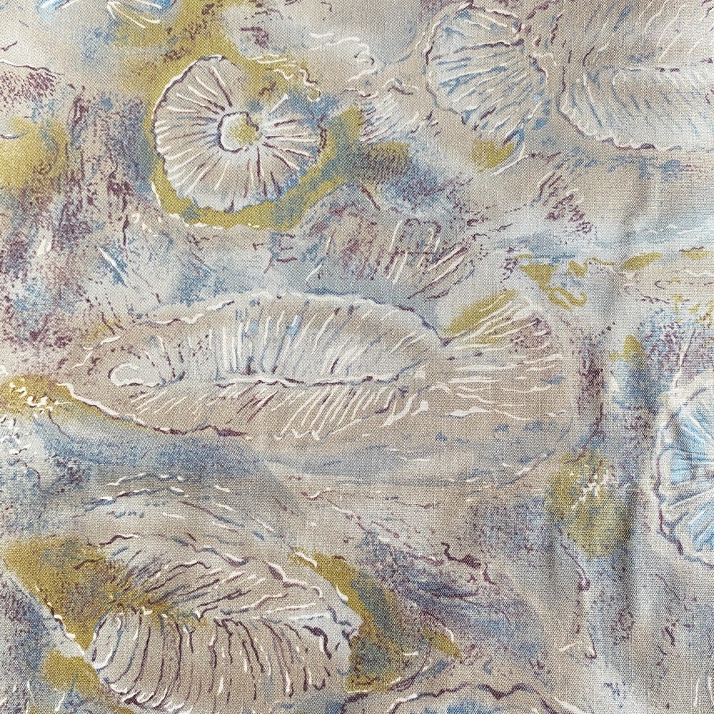 2.5 YD Abstract Shells Fabric Taupe Vintage Cotton Print