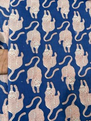 5 Yard Indian Blue Tiger Hand Block Print Cotton Fabric Dressmaking Sewing Art