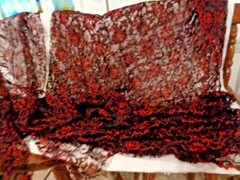 2 Pcs Black Red Lace Fabric 2 Yd with width 15 Inch & 1 1/2 Yd with 7 In width