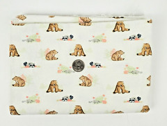 Snuggle Flannel Baby Fabric Bears & Racoons 30″ x 42″ Pre-Shrunk White Brown