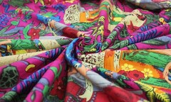 1 Yard Screen Hand Printed 100%Cotton Fabric NO TARRIF CHARGES 100%✅ZK_330