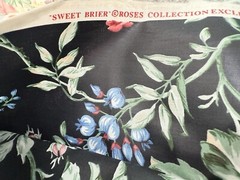 Waverly Sweet Brier Roses Black Vintage Floral Fabric Remnants Only Please Read