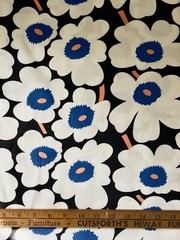 BOLD BLACK BLUE FLOWER COTTON DECOR FABRIC MARIMEKKO UNNIKO STYLE 64” WIDE BTY