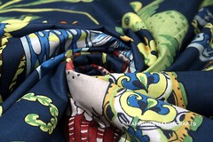 Peacock Pure Cotton print Running Boho loose Blue dress making fabric by yard