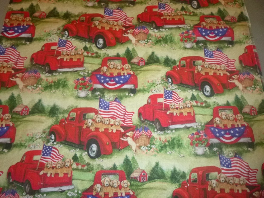 Patriotic Puppies Cotton fabric 15 INCHES WIDE and 36 inches long