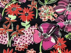 Lilly Pulitzer Vintage Black Market Cotton Fabric Flowers 42”X48” New