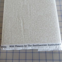 Yard ~ Smithsonian Wild Flowers Silhouette, Cream~ $3.99 Ships ANY Amount Fabric