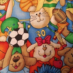 Jellybean Junction School Time Fabric Material Animals Sports Referee Sewing 55″