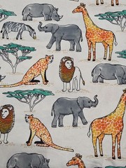 Flannel Fabric Snuggle Joanns Cream Safari Animal 60×40″ Lion Elephant Giraffe