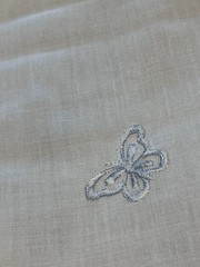 2.5 Yds Embroidered Butterfly Fabric Pastels Cotton 46in Wide VTG HTF