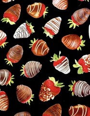 VTG Chocolate Strawberries by HI- Fashion – BTY: 36” x 44”