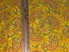 By 1/2 Yd 1960’s Mod Paisley Cotton Fabric Yellow Orange Pink BTHY 18″ X 43″